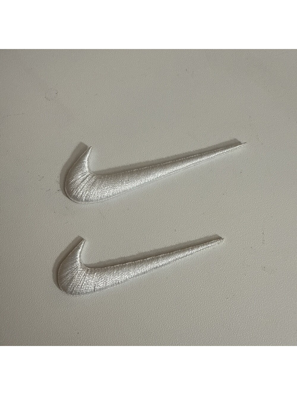 Lot of 2 Embroidered Swoosh Iron On Patches White Patch 2.5 And 3 inches NEW